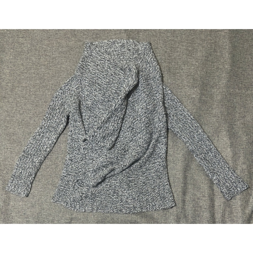 Pink Rose Womens Medium Sweater Grey Marl Knit Draped Open Front Cardigan